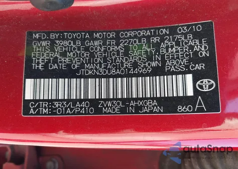 2010 Toyota Prius Iv from USA, damaged, VIN JTDKN3DU8A0144969